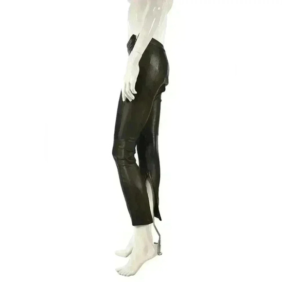 MUUBAA Black  Lambskin Leather Cropped Side Zip Moto Pants 4US - Picture 2 of 8